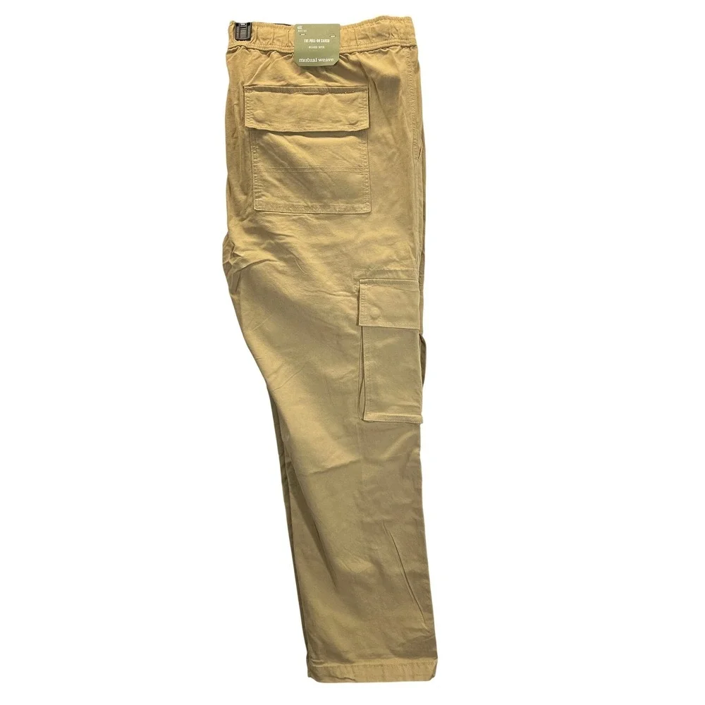 Mutual Weave‎ Mens 4XL Big Tall Tan Pull On Cargo Pants Relaxed Taper Drawstring